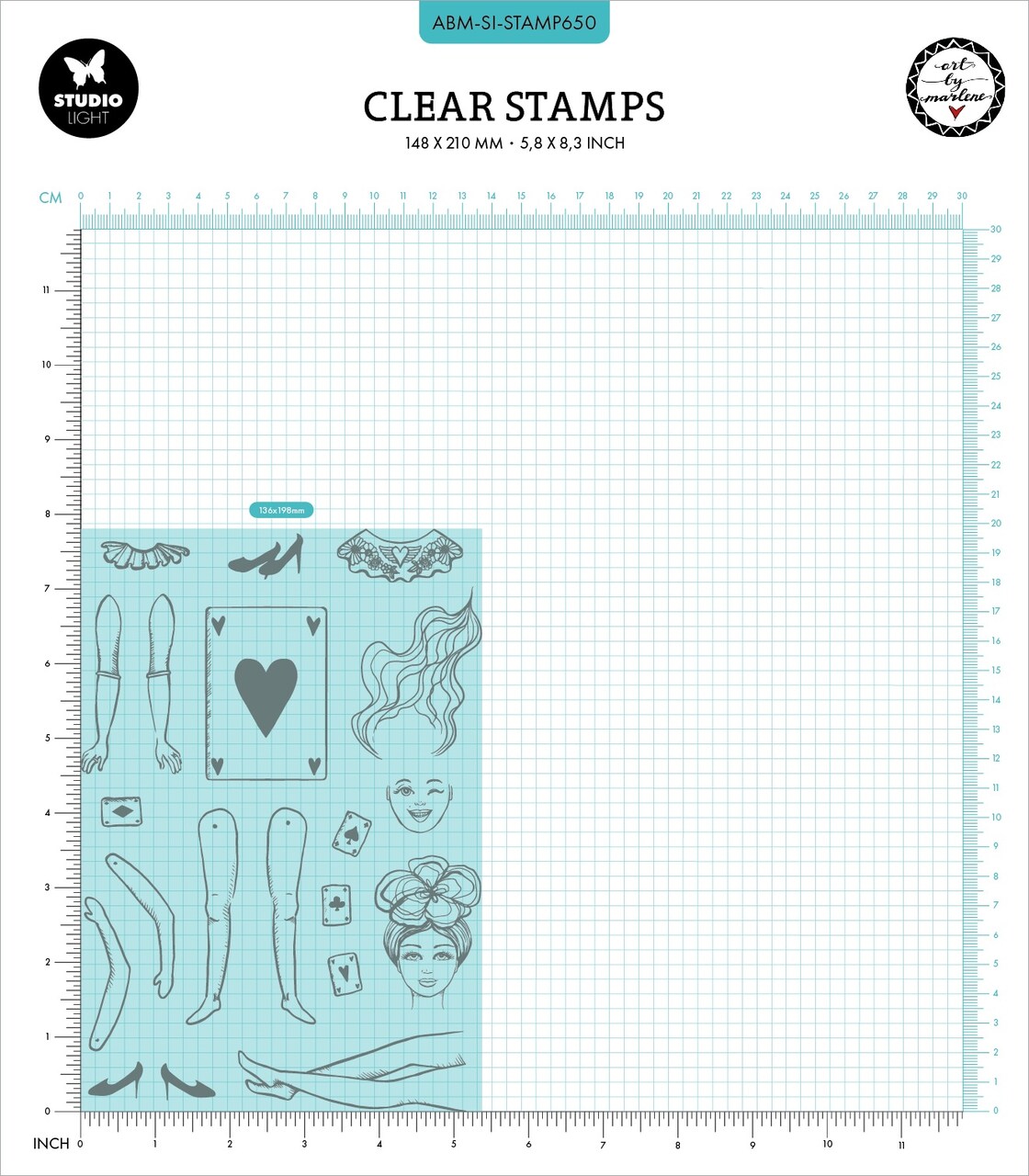 Art By Marlene Signature Collection Clear Stamps-Nr. 650, Playing Card Women